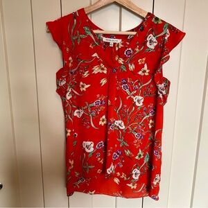 Rose & Olive Vibrant Red Floral Blouse